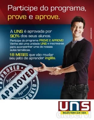 Participe do Programa, Prove e Aprove.

A UNS é aprovada por 90% dos seus alunos.

Venha até a unidade UNS Idiomas Manaus Centro e inscreva-se para acompanhar uma de nossas aulas temáticas.

... 18 meses que vão mudar seu jeito de apre